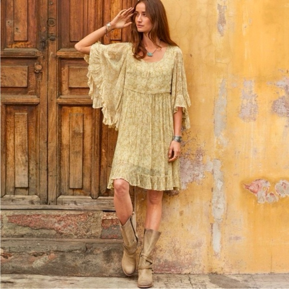 Sundance Yellow Flutter Sleeve Dress